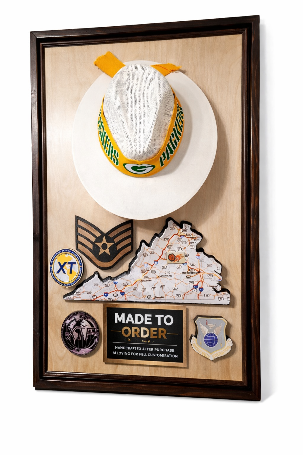Custom Military Cowboy Hat Display Plaque