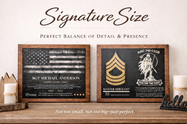 Signature Size Plaques