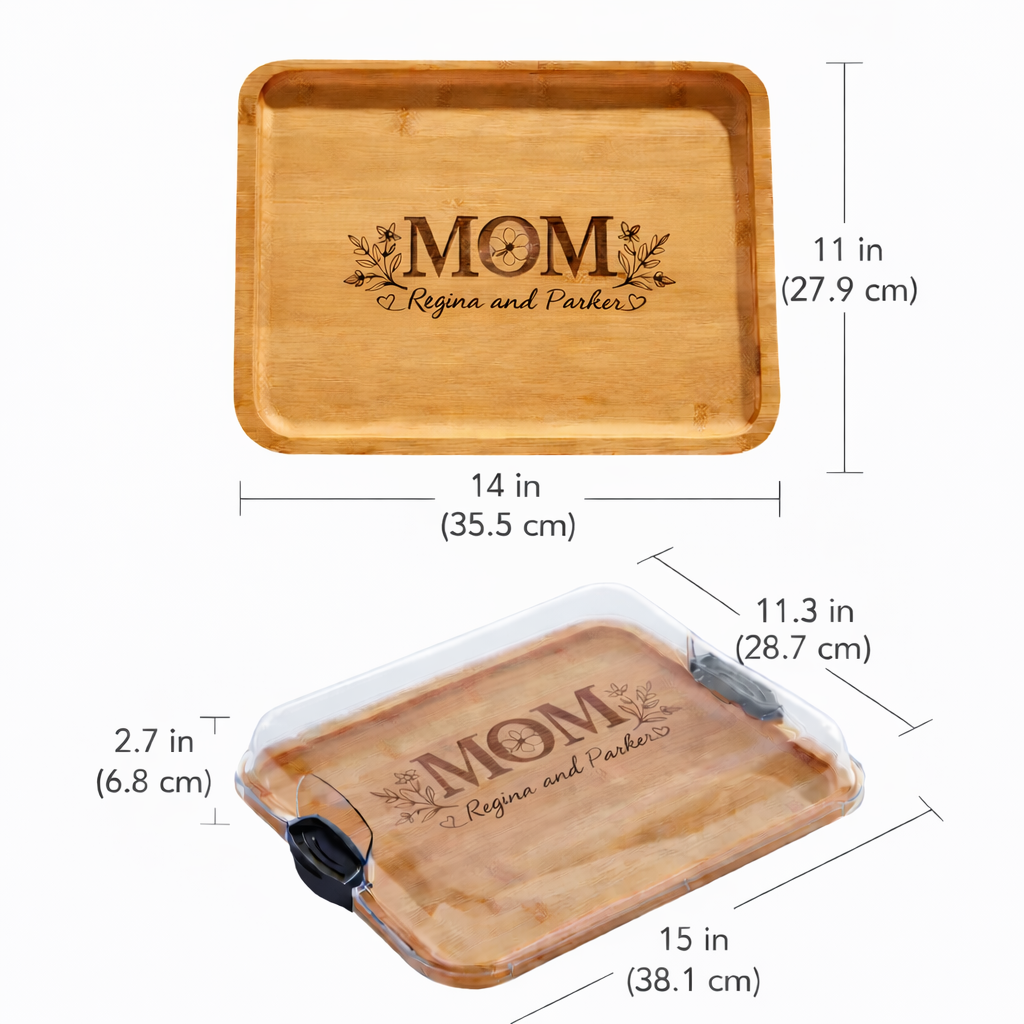 Personalized MOM Charcuterie Board with Lid
