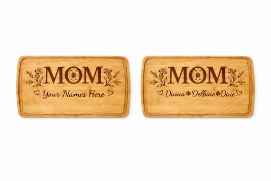 Personalized MOM Charcuterie Board with Lid
