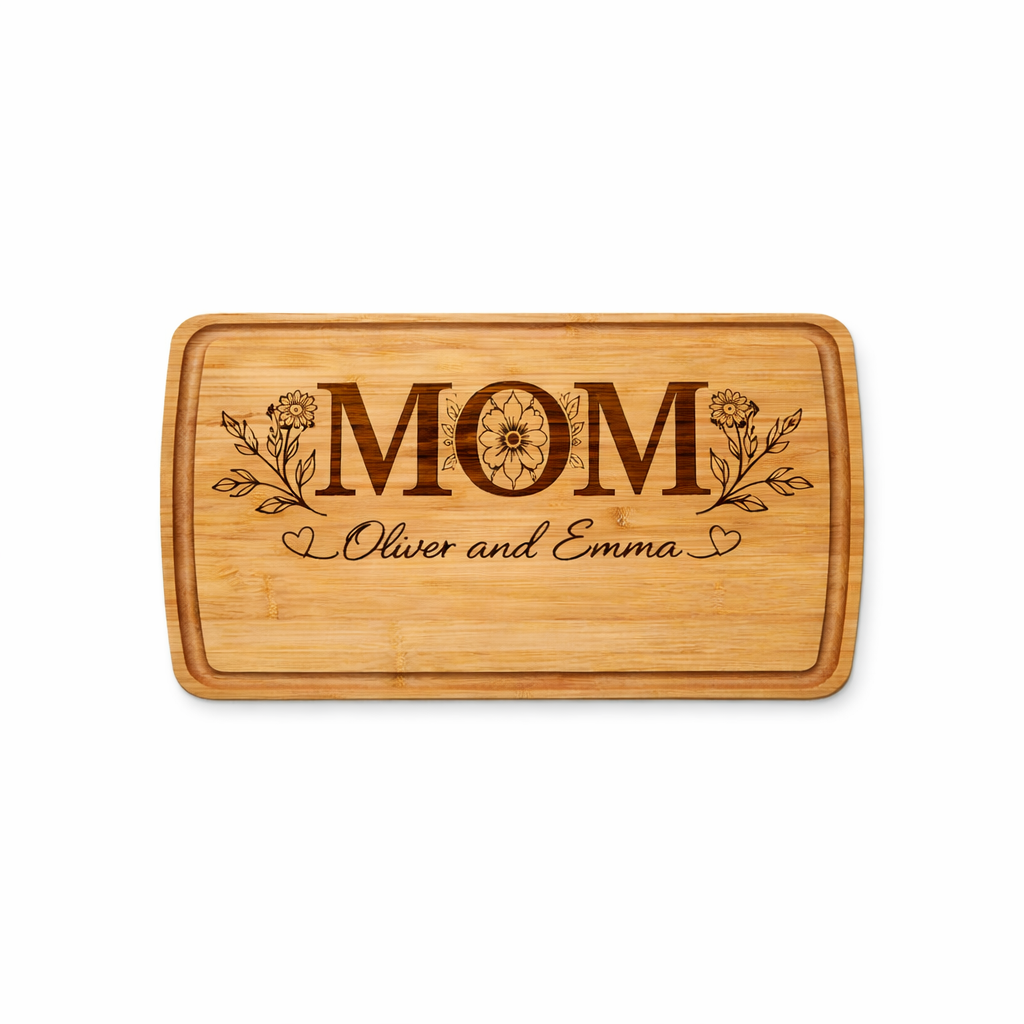 Personalized MOM Charcuterie Board with Lid