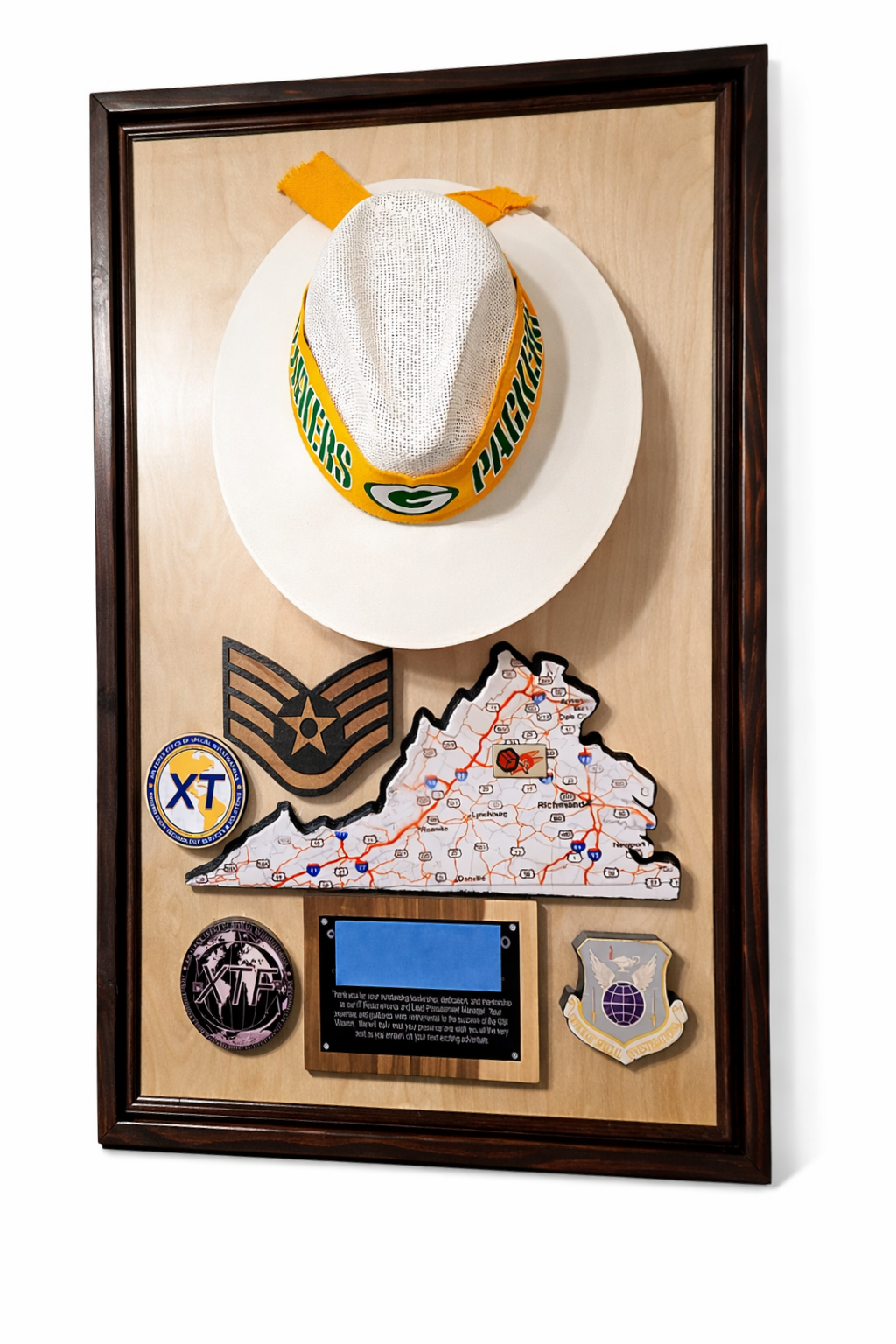 Custom Military Cowboy Hat Display Plaque